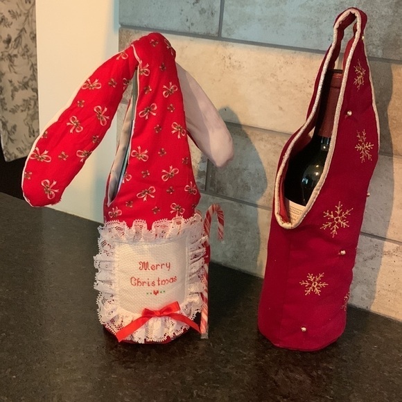 Wine bottle fabric gift bags - Picture 4 of 10